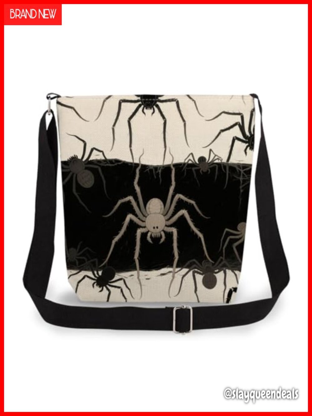 Gothic Spider Double-Sided Print Messenger Crossbody Bag Adjustable Strap Zipper